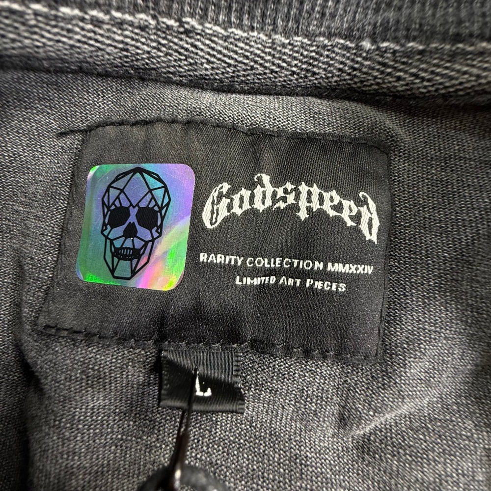 Godspeed Skeleton Horse Racing Graphic T-Shirt Charcoal Grey Mineral Wash New - Picture 10 of 14